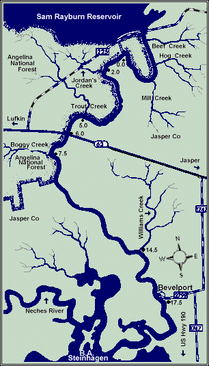 Angelina River map courtesy Texas Parks & Wildlife Department