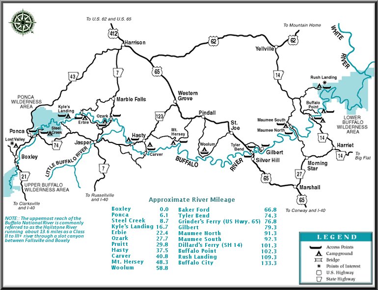 Map Of The Buffalo National River Arkansas