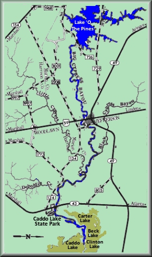 Caddo Lake map courtesy Texas Parks and Wildlife Department