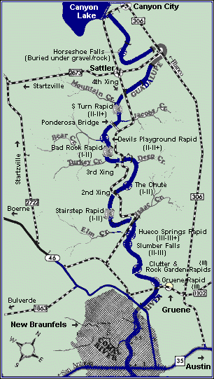 Guadalupe River map courtesy Texas Parks & Wildlife Department