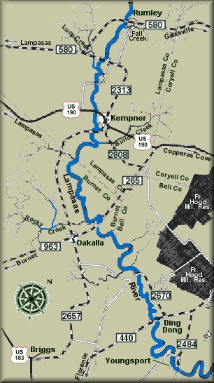 Lampasas River map courtesy Texas Parks & Wildlife Department