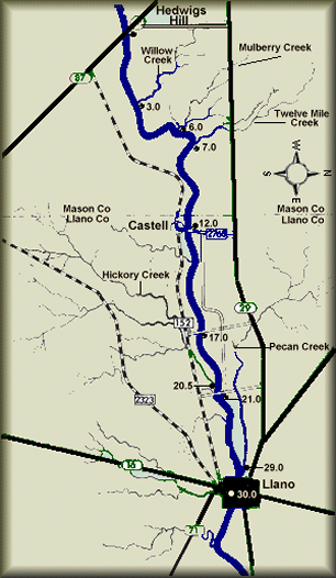 Llano River map courtesy Texas Parks & Wildlife Department