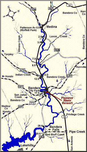 Medina River map courtesy Texas Parks & Wildlife Department
