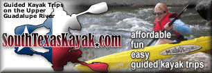 South Texas Kayak offers guided kayak trips and shuttle services on the Upper Guadalupe River, Texas