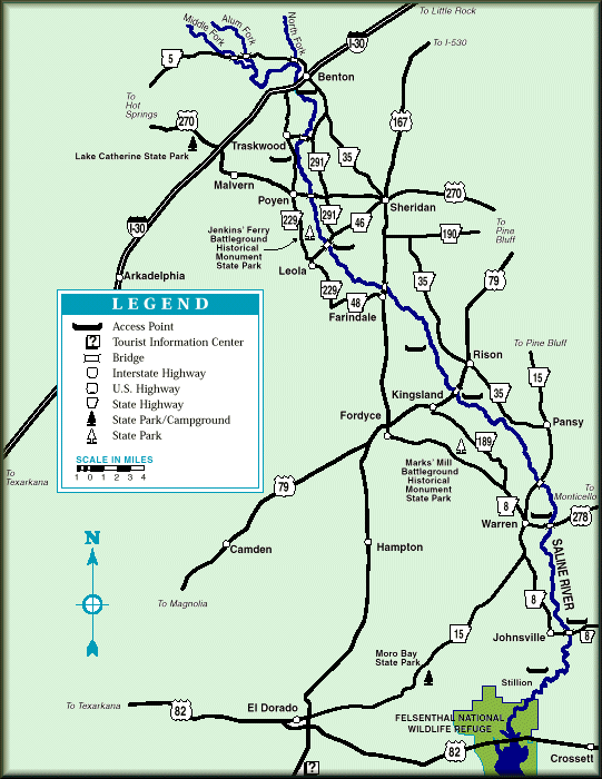 Saline River map courtesy of Arkansas Department of Parks and Tourism