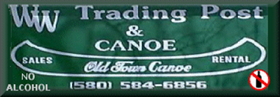 WW Trading Post and Canoe on the Lower Mountain Fork River in Oklahoma