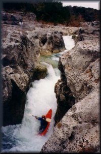 Steve Daniel going over the 3rd drop of the Blanco Narrows