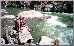 Scouting a boulder garden on the Gunnison River - photo courtesy Wilderness Aware Rafting